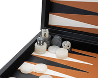 Italfama Folding Leatherette Backgammon Set in Black and Beige