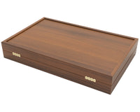 The Manopoulos Walnut Black and Oak Club Large Backgammon Set with Vinyl Deluxe Cups