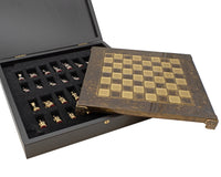 Manopoulos Greek Roman Army Metal Chess Set with Wooden Case - Small