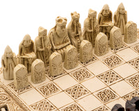 Isle Of Lewis Compact Celtic Chess Set 22.9cm in Ivory Colour