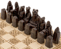 Isle Of Lewis Compact Celtic Chess Set 22.9cm in Ivory Colour