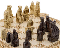 Isle Of Lewis Compact Celtic Chess Set 22.9cm in Ivory Colour