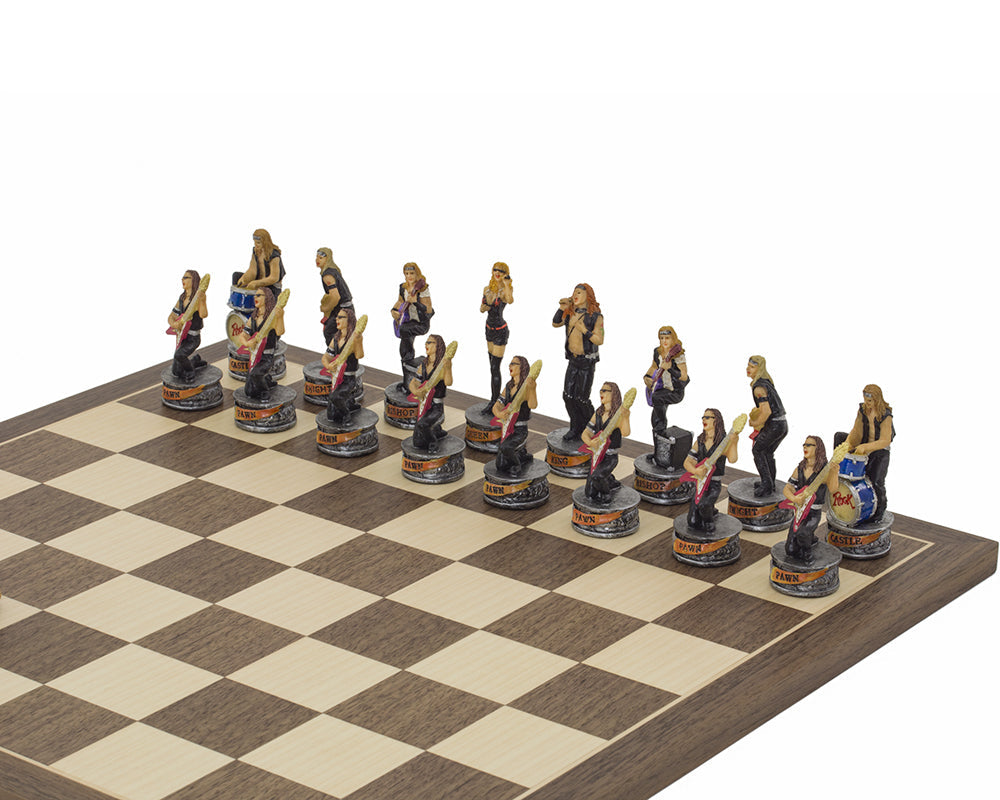 The Jazz Band Vs Rock Stars Hand painted themed chess pieces by Italfama