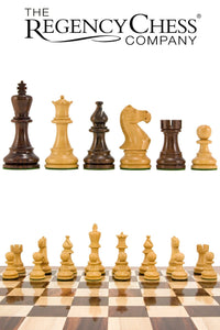 Atlantic Series Rosewood Staunton Chess Pieces on chessboard from The Regency Chess Company