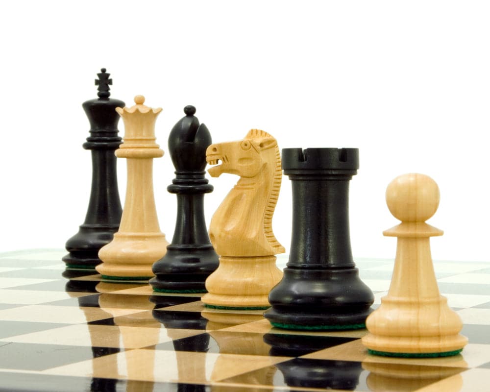 Victoria Series Ebonised Boxwood Chessmen 3.75 Inches on 20 Inch Board - Weighted and Felted Christmas Best Seller, Superb Value and Craftsmanship