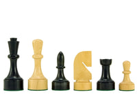 Contemporary Series Ebonised Chess Pieces in Boxwood with Ebonised Finish, Weighted and Felted, 3.75 Inch King for 18 Inch Board