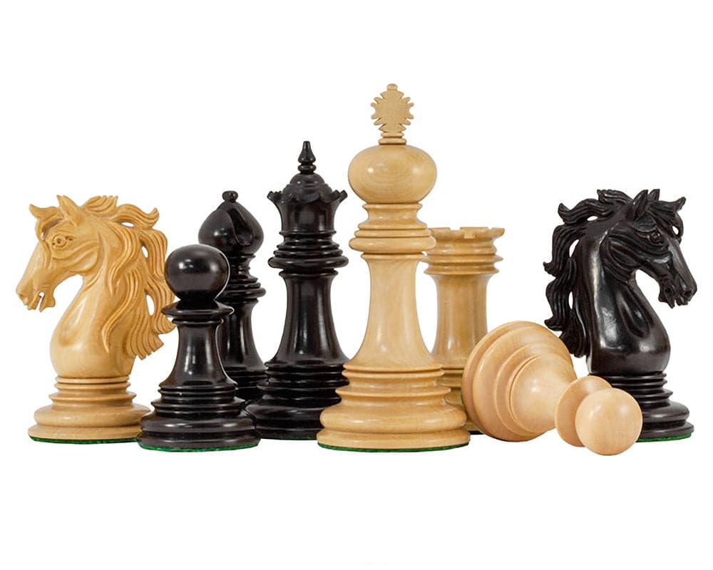Constantine Luxury Ebony Chess Pieces 4.5 Inches with Detailed Craftsmanship, Perfectly Weighted for Balance, Ideal for 21 Inch Board