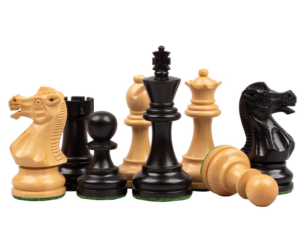 Executive Staunton Chess Men 3 Inches, beautifully carved boxwood pieces, weighted and felted with superb detail, including additional queens