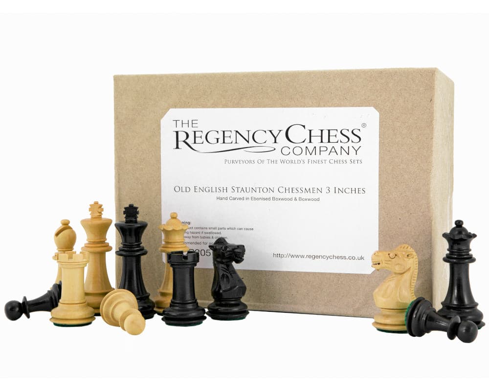 Kingsclere EO Staunton Chess Pieces 2.5 Inches with solid wood case, superb quality, traditional design, weighted and felted, 3-inch king