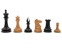 Leuchar Reproduction Ebony & Antiqued Boxwood Luxury Chess Pieces - 8.3cm