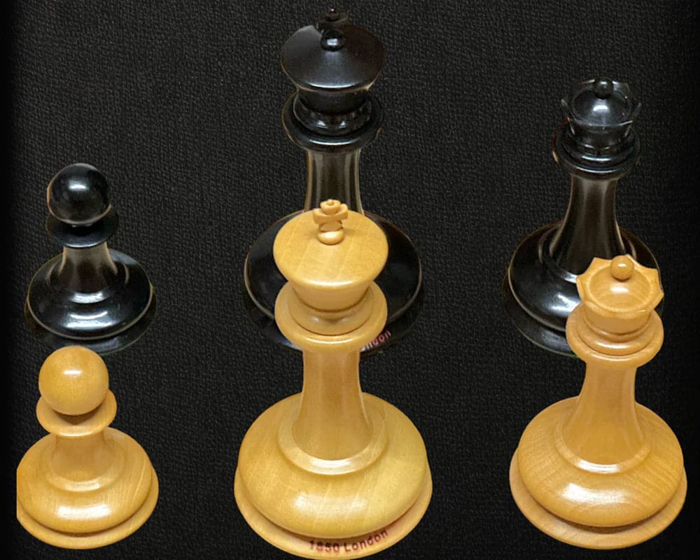 1850 London Exact Replica Limited Edition 3.5 Inch Ebony Chess Men Set with Storage Case