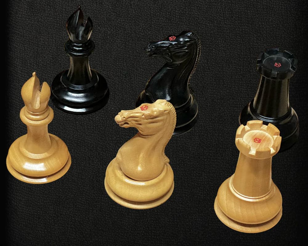 The 1850 London Exact Replica Limited Edition 3.5 Inch Ebony Chess Men with Case - Black and White Chess Pieces Set