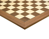 High-quality walnut and maple chessboard corner from the Blackmore Grandmaster Chess Set showing detailed craftsmanship.