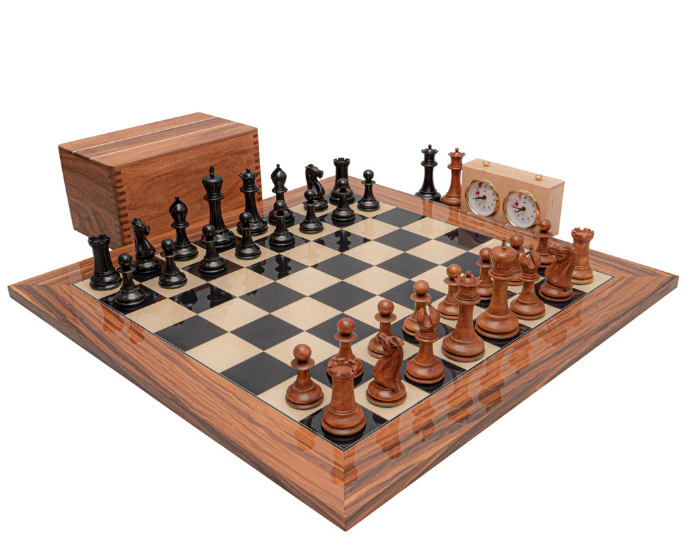 The 1849 Reproduction Staunton Ebony, Antiqued and Palisander Luxury Chess Set