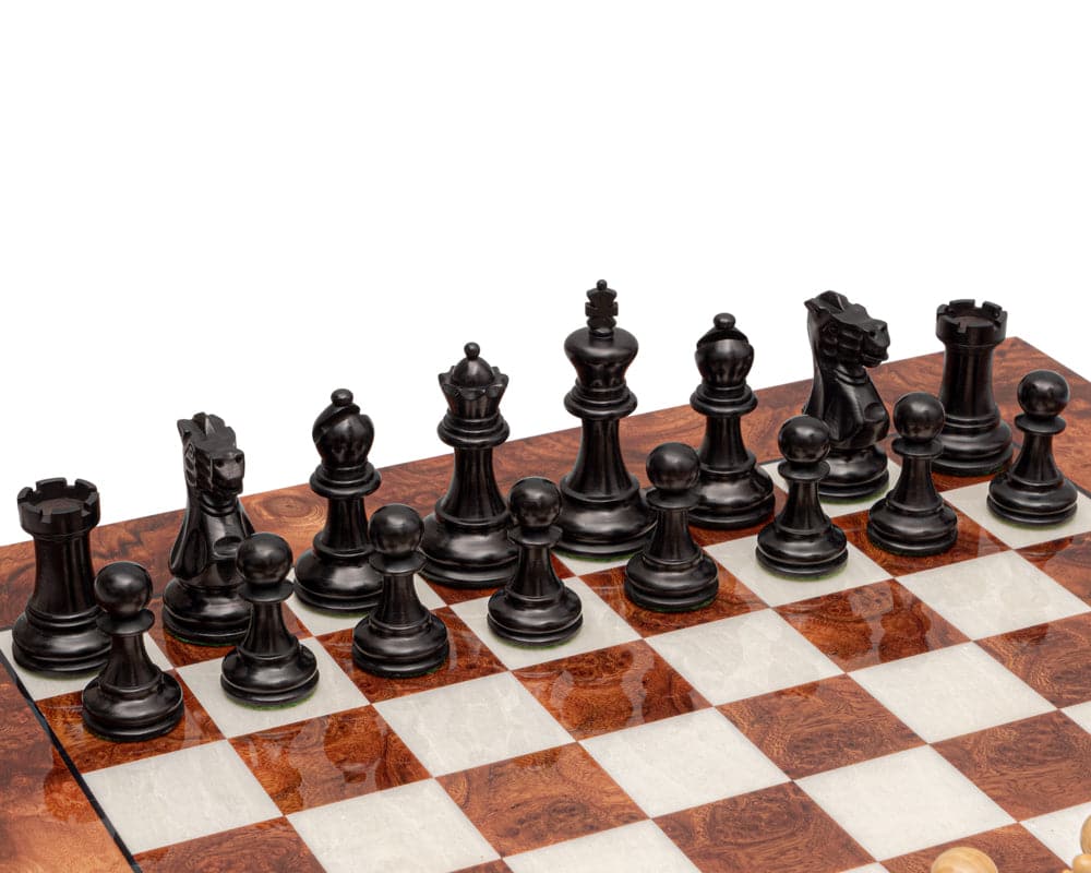 The Highgrove Briarwood and Black Luxury Chess Set on Italian board with classic Staunton design and ebonized pieces