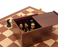 The 1850 London Limited Edition Ebony and Mahogany Deluxe Chess set with Case and Clock
