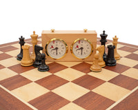 The 1850 London Limited Edition Ebony and Mahogany Deluxe Chess set with Case and Clock