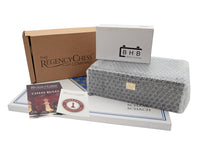 The JJ Cooke Edition Black and Mahogany Chess Set with Case and Clock